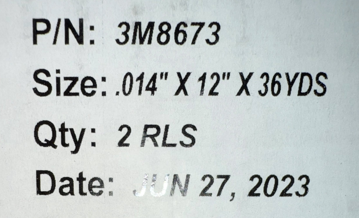 3M 8673 - Clear Polyurethane Protective Tape - .014" X 12" x 36 Yard RolL